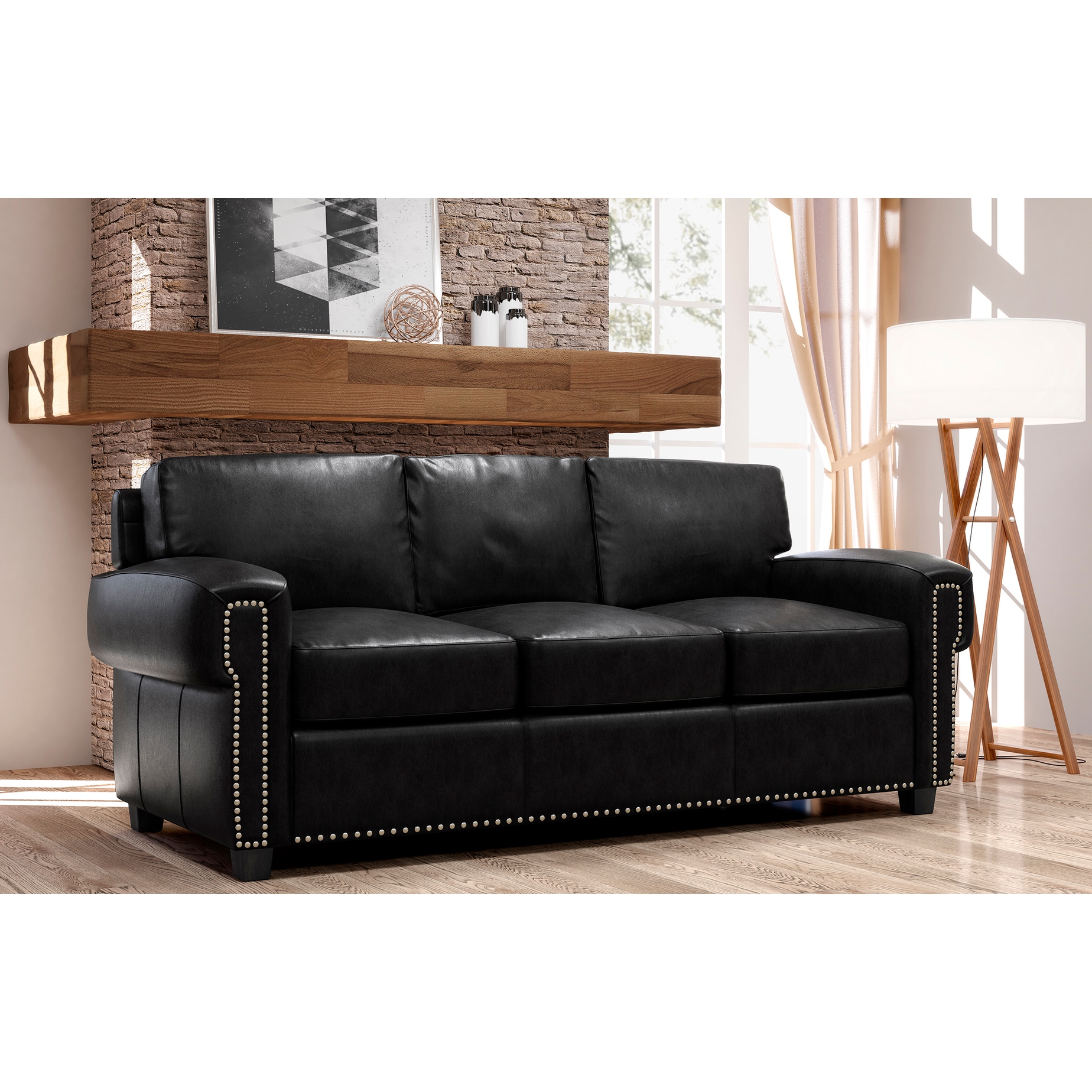 Top grain leather sleeper sofa top